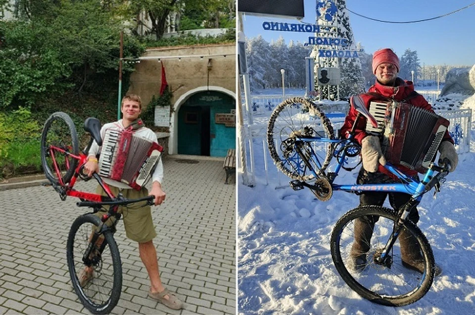 Экстремал на велосипеде приехал из Новосибирска и дал концерт у Крымского моста 